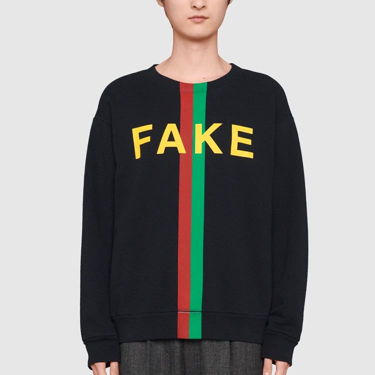 Gucci 'Fake/Not' Print Cotton Jersey Sweatshirt 'Black' 635847-XJCXY-1082 sold by KicksCrew product image thumbnail 4