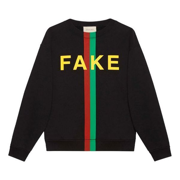 Gucci 'Fake/Not' Print Cotton Jersey Sweatshirt 'Black' 635847-XJCXY-1082 sold by KicksCrew
