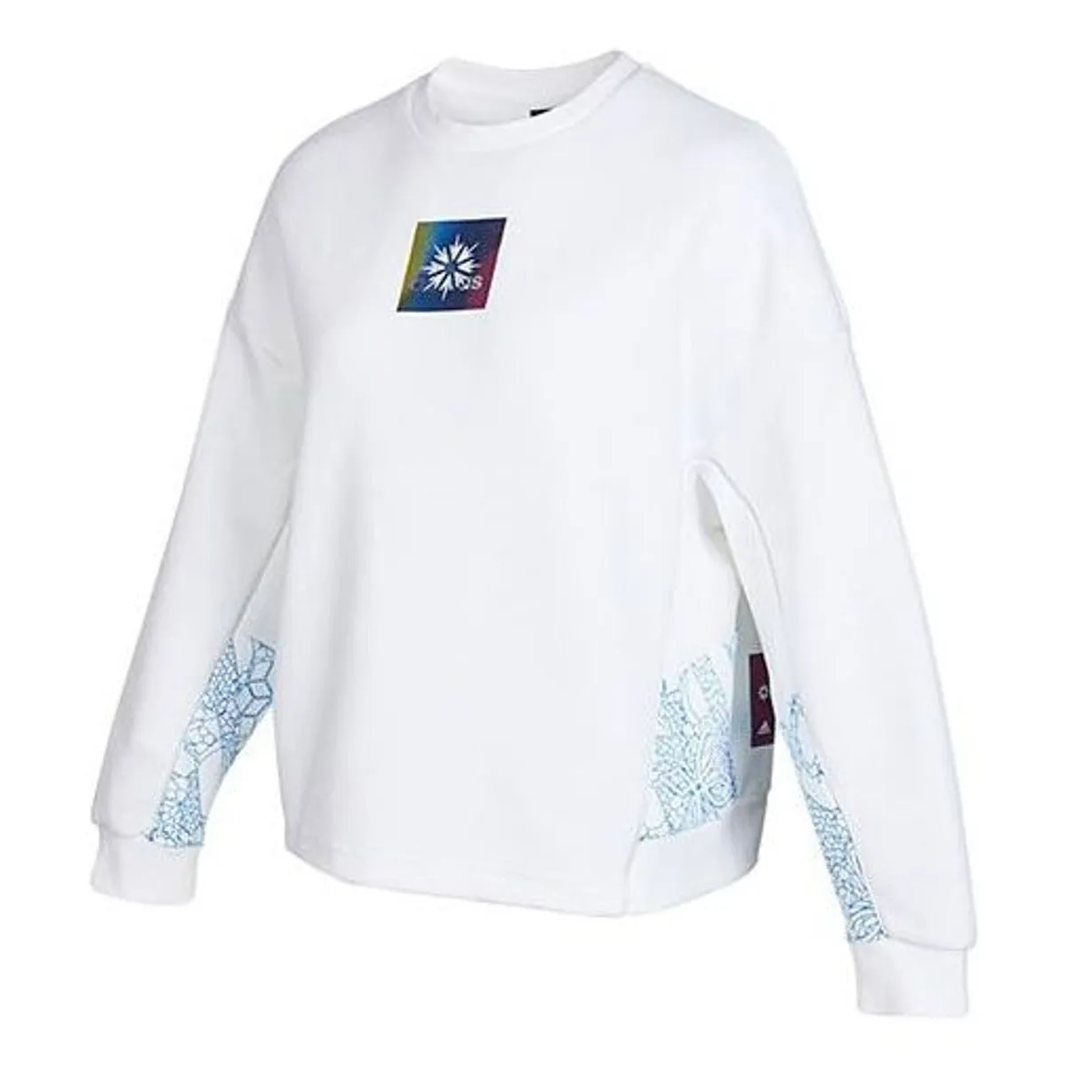 (WMNS) adidas Crew Sweatshirt 'White Blue' HE2918 sold by KicksCrew