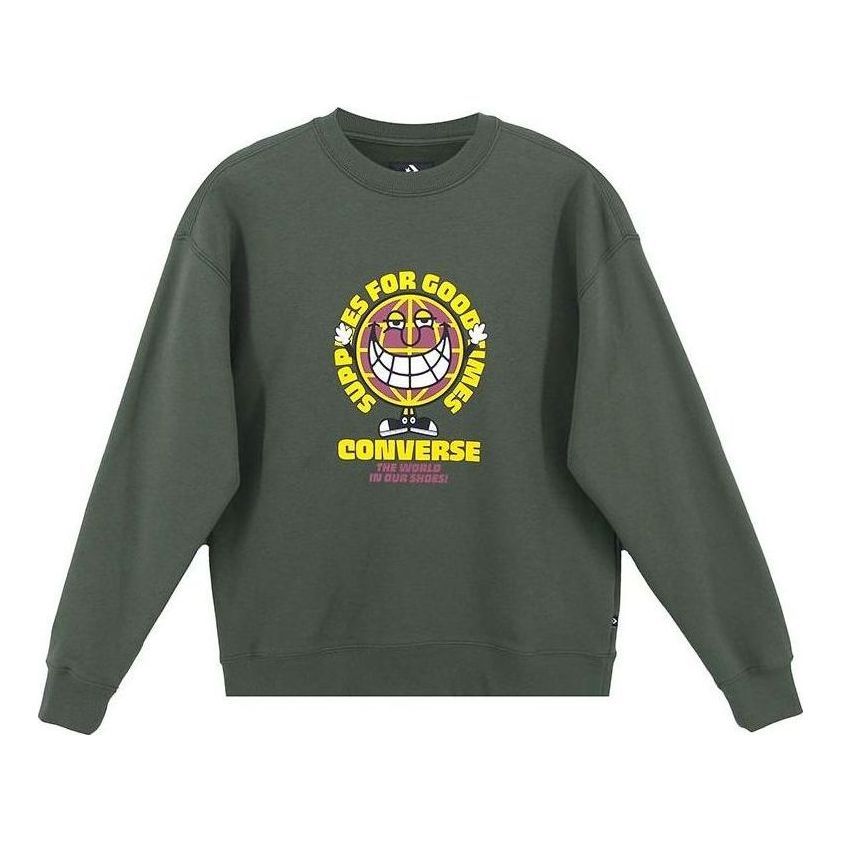 Converse GOOD TIMES Graphic Pullover Crew Sweatshirt 'Olive Green' 10022318-A02 sold by KicksCrew