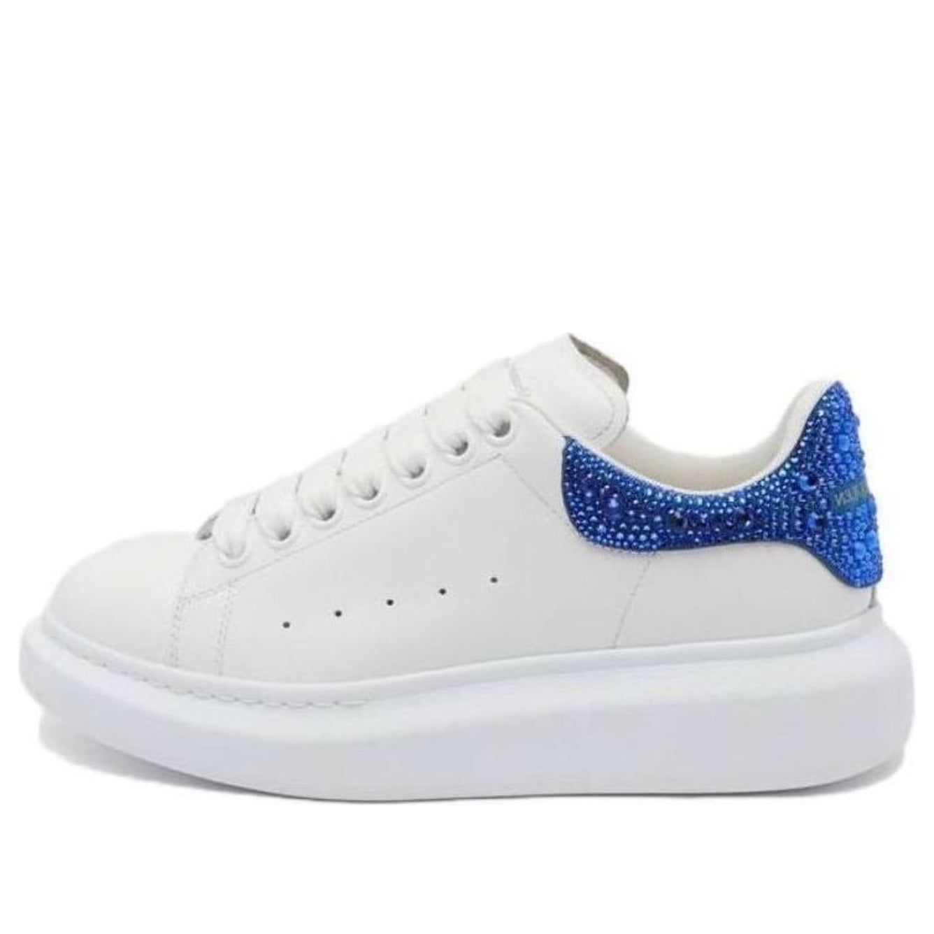 (WMNS) Alexander McQueen Oversized Sneaker 'White Blue Glitter' 718243WIE999407 sold by KicksCrew