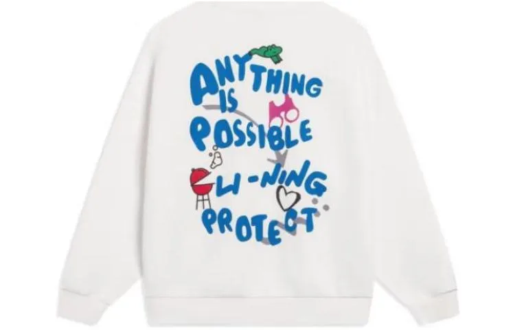 (WMNS) Li-Ning Anything Is Possible Graphic Sweatshirt 'White' AWDT580-3 sold by KicksCrew product image thumbnail 2