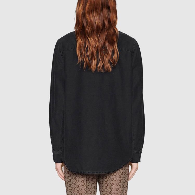 Gucci Washed Organic Denim Shirt With Web 'Black' 626480-XDBJD-1043 sold by KicksCrew product image thumbnail 4