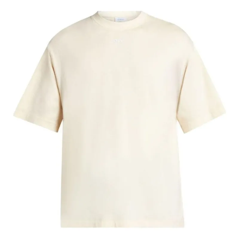 Off-White Arrows-embroidered Cotton T-shirt 'Angora White' OMAA120S24JER0040301 sold by KicksCrew