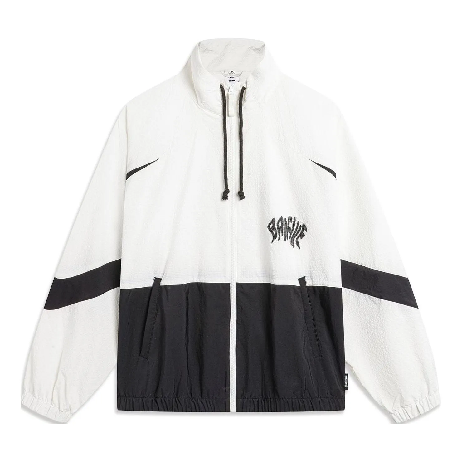 Li-Ning BadFive Hoops Graphic Jacket 'White Black' AFDU419-2 sold by KicksCrew