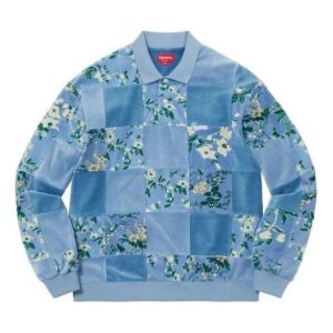 Supreme Floral Patchwork Velour L/S Polo 'Teal Green' SUP-FW21-297 sold by KicksCrew