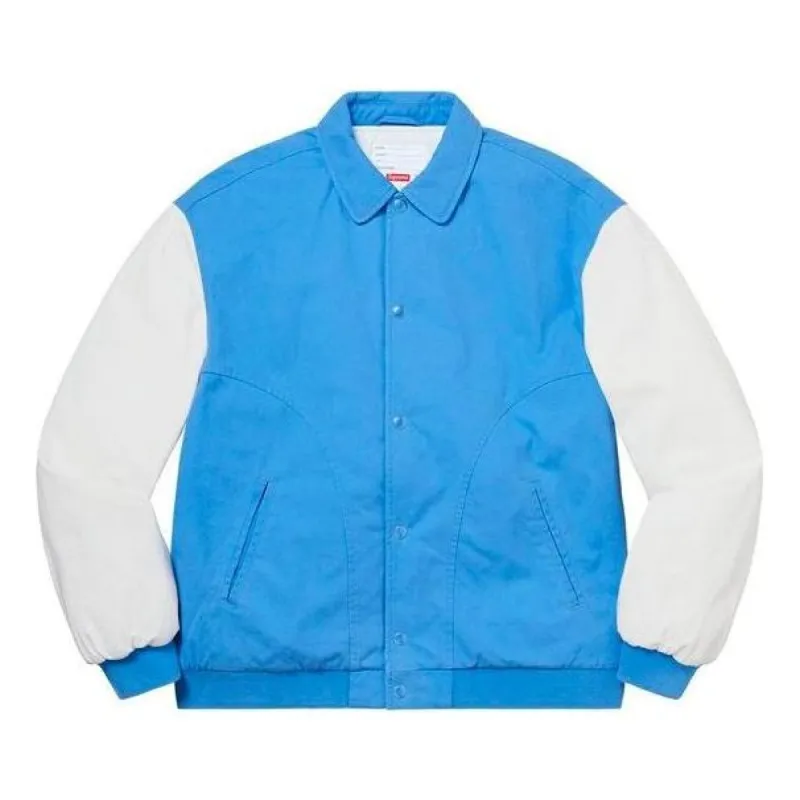 Supreme Twill Varsity Jacket 'Blue White' SUP-SS20-615 sold by KicksCrew