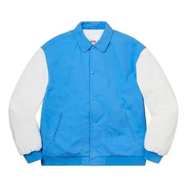 Supreme Twill Varsity Jacket 'Blue White' SUP-SS20-615 sold by KicksCrew