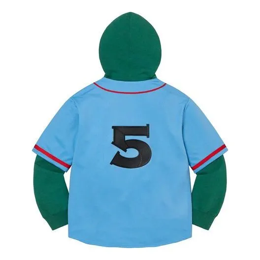 Supreme Baseball Jersey Hooded Sweatshirt 'Teal Green Red' SUP-SS22-426 sold by KicksCrew product image thumbnail 2