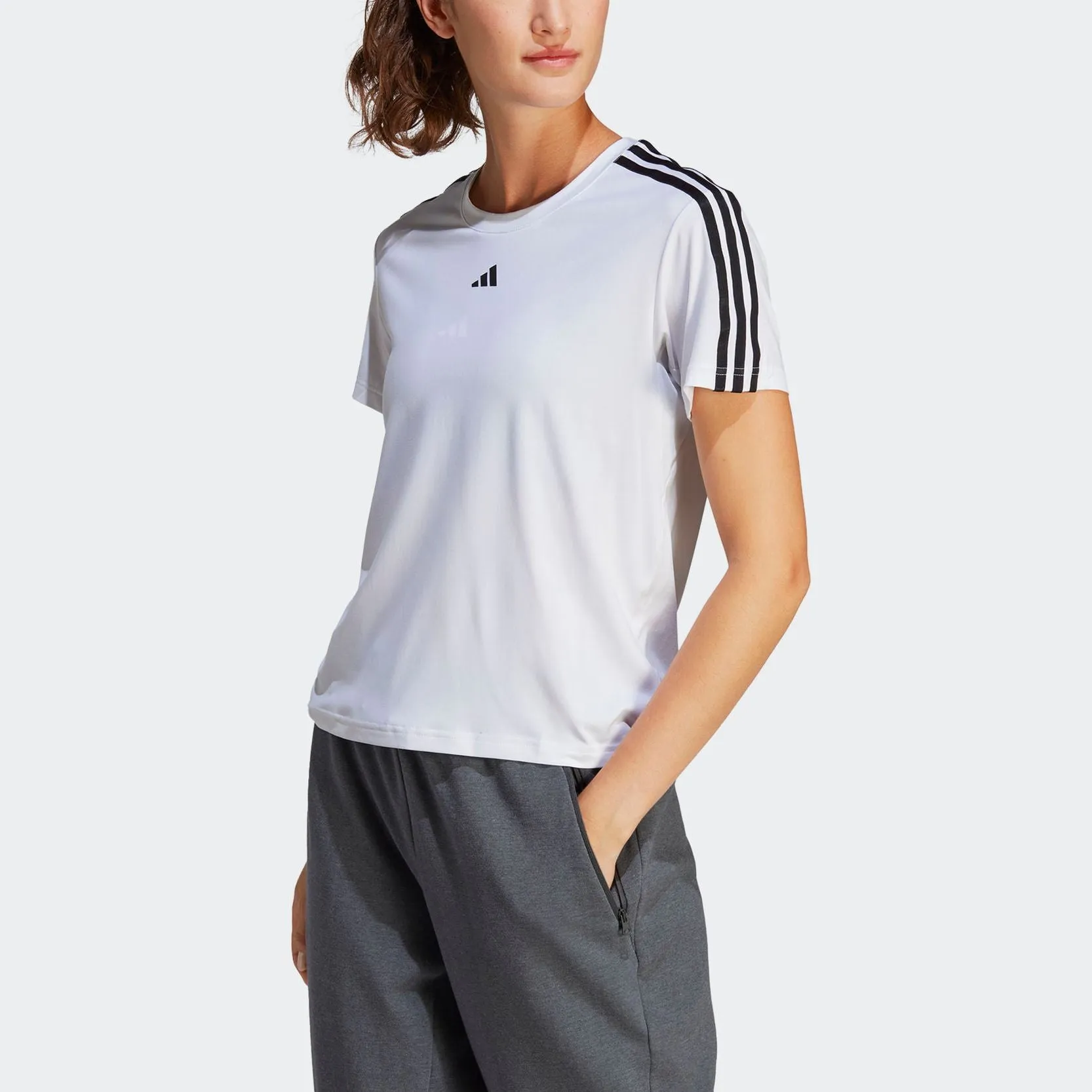 (WMNS) adidas Aeroready Train Essentials 3-Stripes T-Shirt Asia Sizing 'White Black' IC5040 sold by KicksCrew product image thumbnail 2
