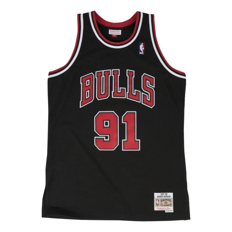 Mitchell & Ness x NBA Chicago Bulls 1997-98 Swingman Jersey 'Dennis Rodman 91' SMJYGS18152-CBUBLCK97DRD sold by KicksCrew