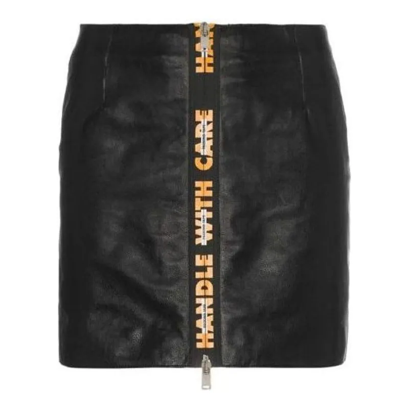 (WMNS) HERON PRESTON Handle with Care High Waist Leather Mini Skirt 'Black' HWCC001E186720021019 sold by KicksCrew