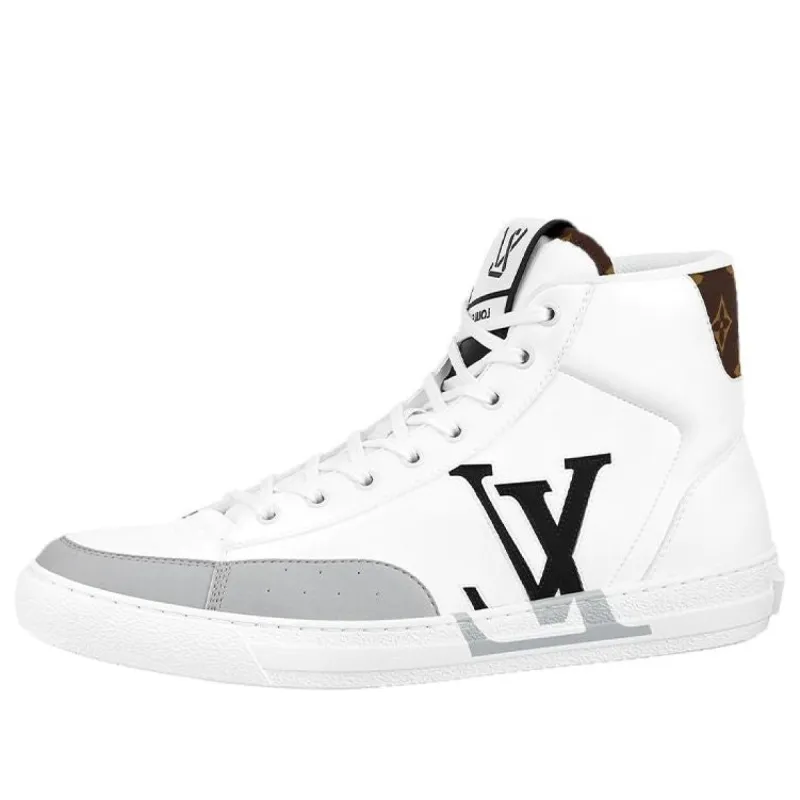 LOUIS VUITTON LV Charlie Ankle Sneakers 'White with Black Grey Side Logo and Back Monogram' 1A9JMP sold by KicksCrew