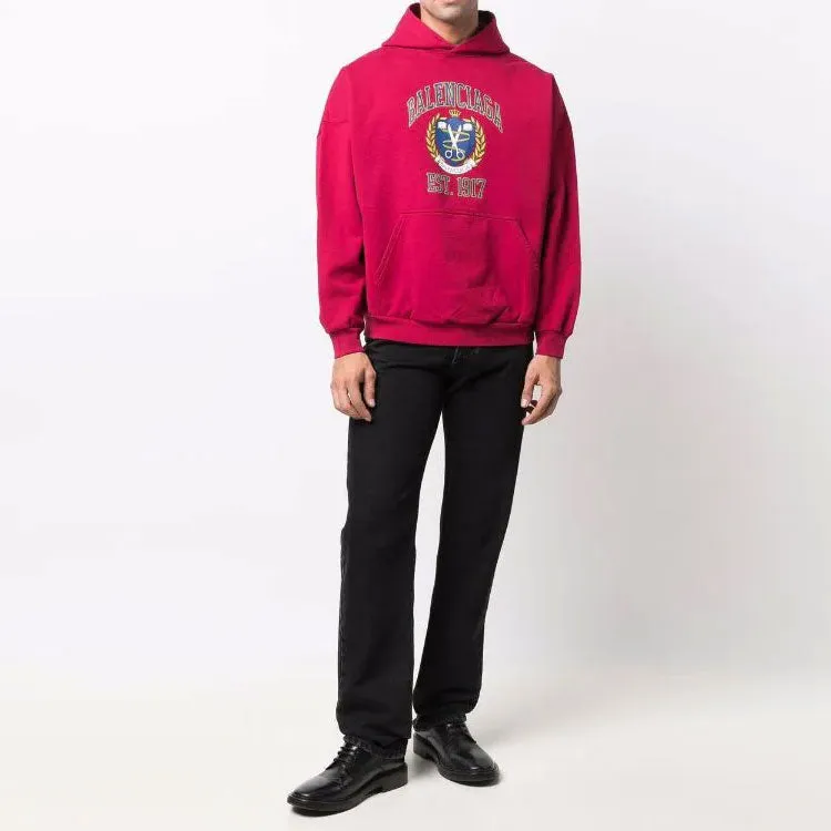 Balenciaga Est. 1917 College Logo Print Hoodie Wide Fit 'Red' 675003TLV906163 sold by KicksCrew product image thumbnail 2