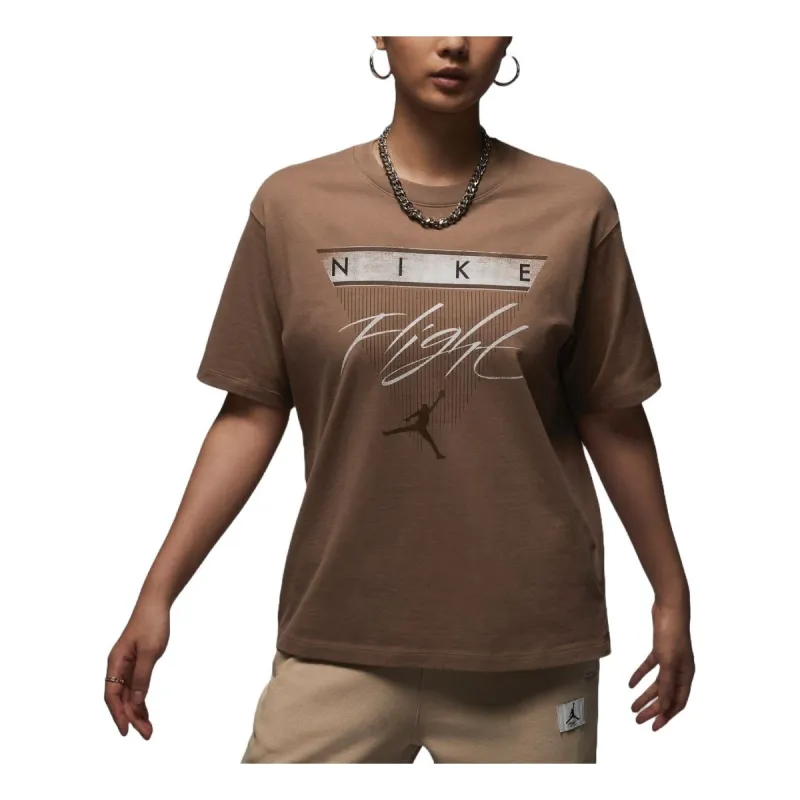 (WMNS) Air Jordan Flight Heritage Graphic T-shirt Asia Sizing 'Brown' FQ3241-223 sold by KicksCrew
