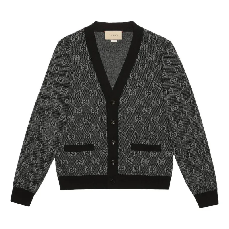 Gucci GG Wool Jacquard Cardigan 'Grey Black' 761550-XKDK5-1230 sold by KicksCrew