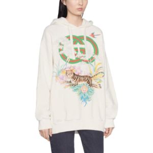 (WMNS) Gucci Tiger Interlocking G Hooded Sweatshirt 'Off-white' 615061-XJD4F-9095 sold by KicksCrew