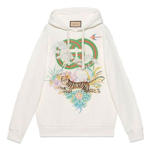(WMNS) Gucci Tiger Interlocking G Hooded Sweatshirt 'Off-white' 615061-XJD4F-9095 sold by KicksCrew