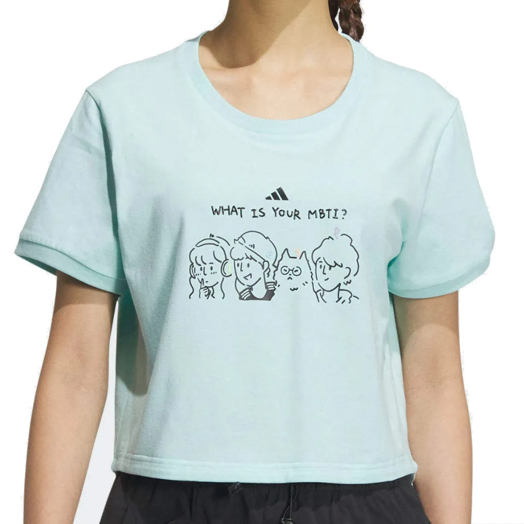 (WMNS) adidas Graphic Crop T-Shirt 'Teal Black' JN6664 sold by KicksCrew product image thumbnail 3