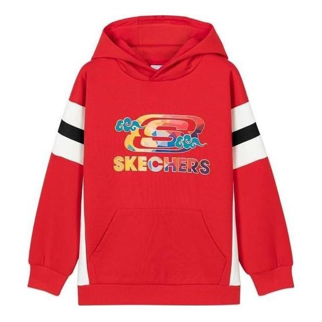 (GS) Skechers CNY Series Logo Printed Hoodie 'Red Black' L121B017 sold by KicksCrew
