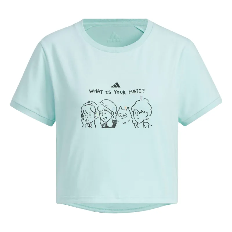 (WMNS) adidas Graphic Crop T-Shirt 'Teal Black' JN6664 sold by KicksCrew