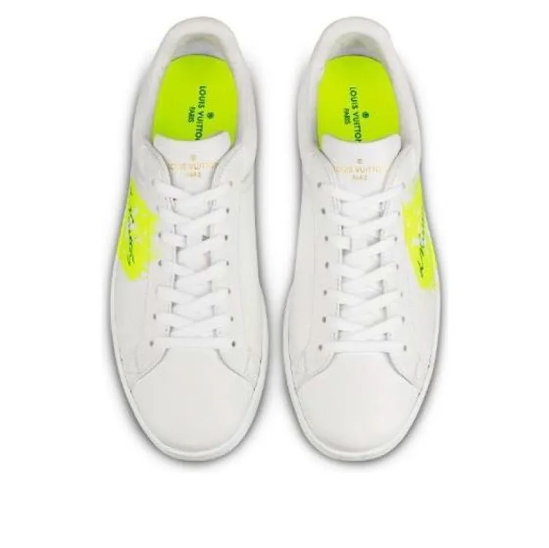 LOUIS VUITTON Luxembourg Sneakers 'White Neon Yellow' 1A4OFL sold by KicksCrew