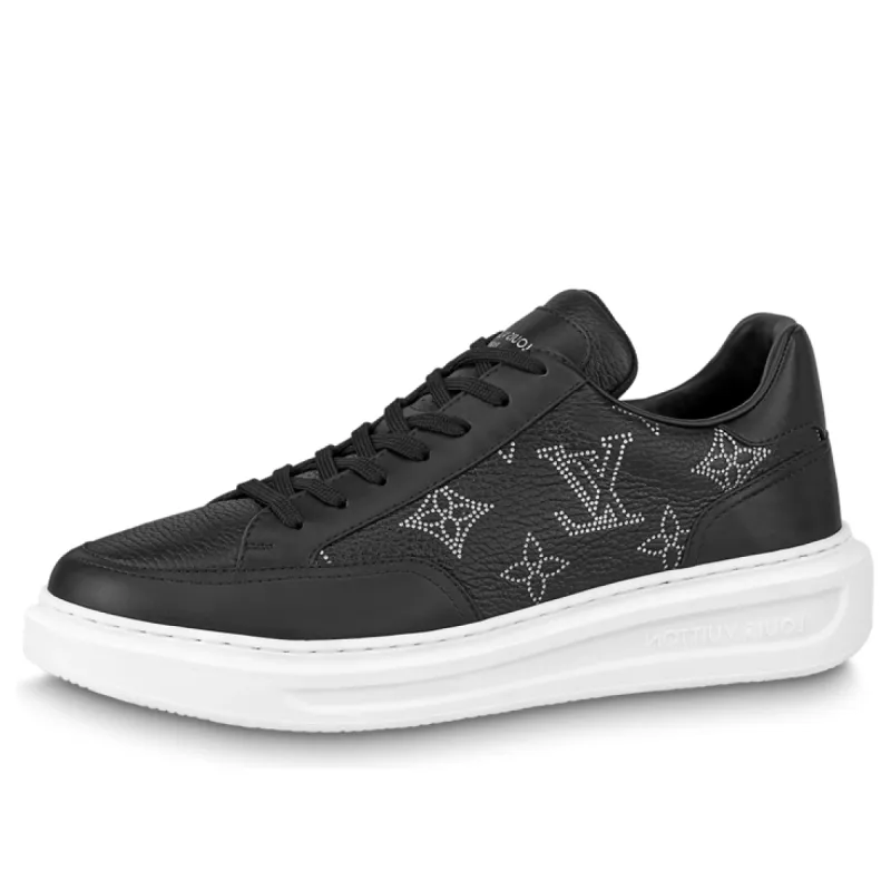 LOUIS VUITTON Beverly Hills Sneakers 'Black with White Outline Monogram' 1AAQSO sold by KicksCrew