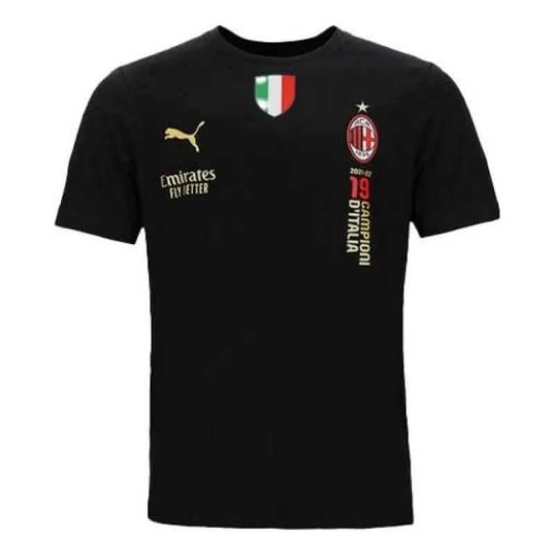 Puma AC Milan Official Italian Champions T-Shirt 'Black' 773507-02 sold by KicksCrew