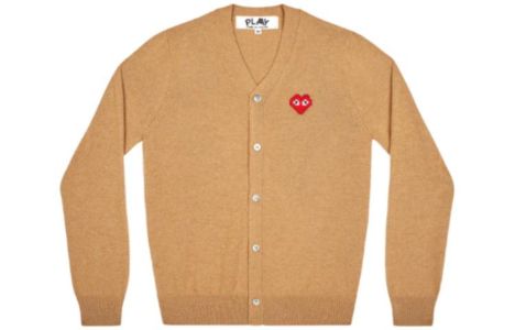 COMME des GARCONS PLAY Cardigan Invader Emblem 'Camel' AZ-N084-051-3 sold by KicksCrew