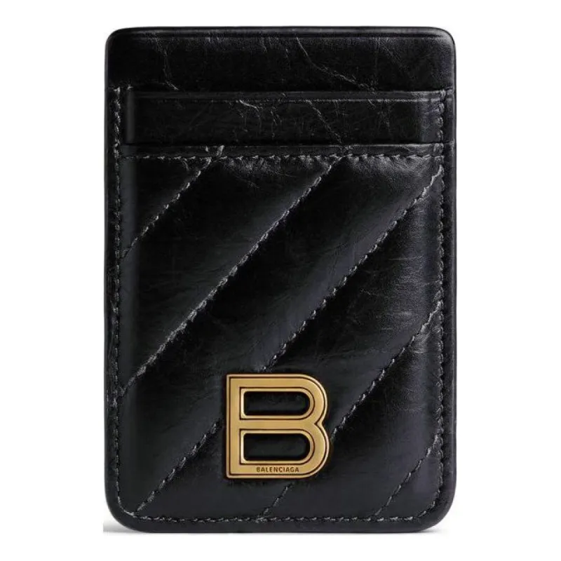 (WMNS) Balenciaga Crush Magnet Card Holder Quilted 'Black' 782132210J11000 sold by KicksCrew