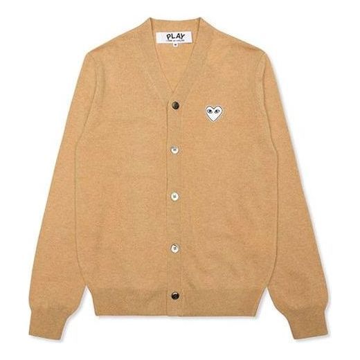 COMME des GARCONS PLAY Cardigan White Heart 'Camel' AZ-N066-051-2 sold by KicksCrew