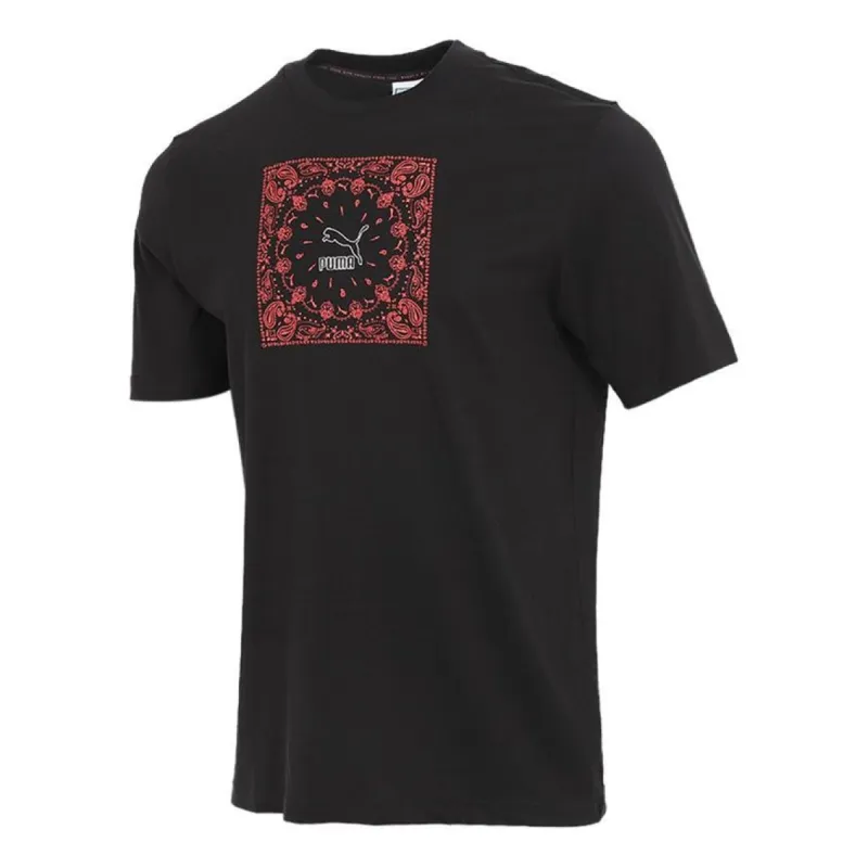 Puma Offbeat Paisley Chest Logo T-shirt 'Black' 532653-01 sold by KicksCrew