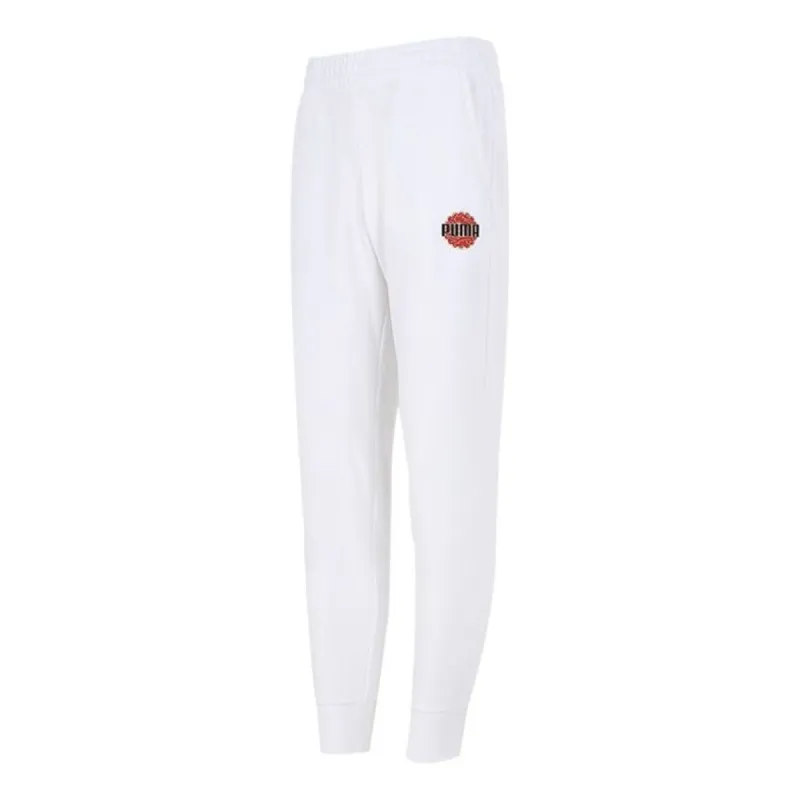 Puma Logo Sports Pants 'White' 532914-02 sold by KicksCrew