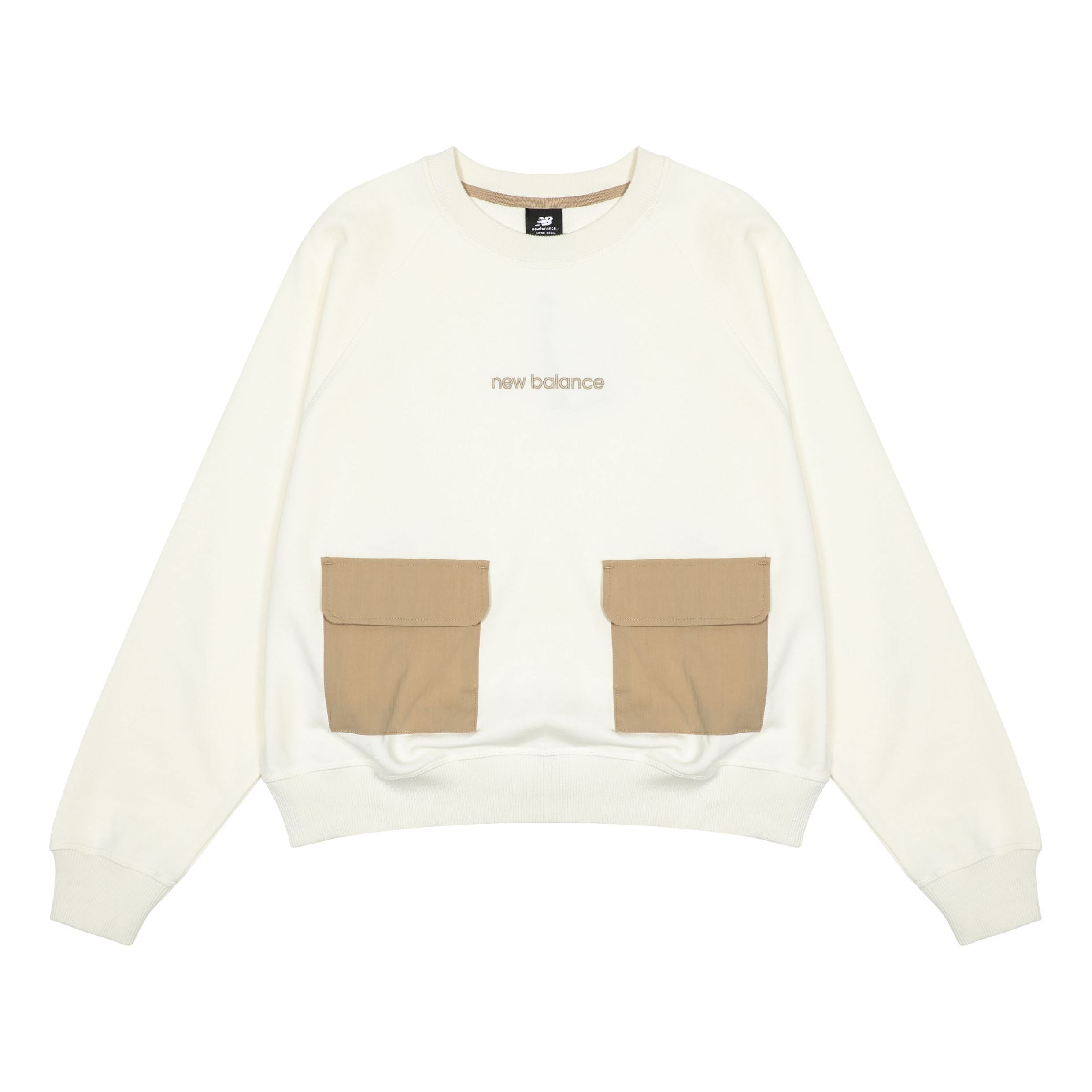 (WMNS) New Balance Casual Pocket Sweatshirt 'White Brown' AWT23320-CIC sold by KicksCrew