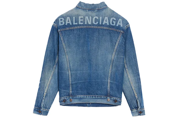 (WMNS) Balenciaga Logo Denim Jacket 'Blue' 557388TBP464773 sold by KicksCrew product image thumbnail 2