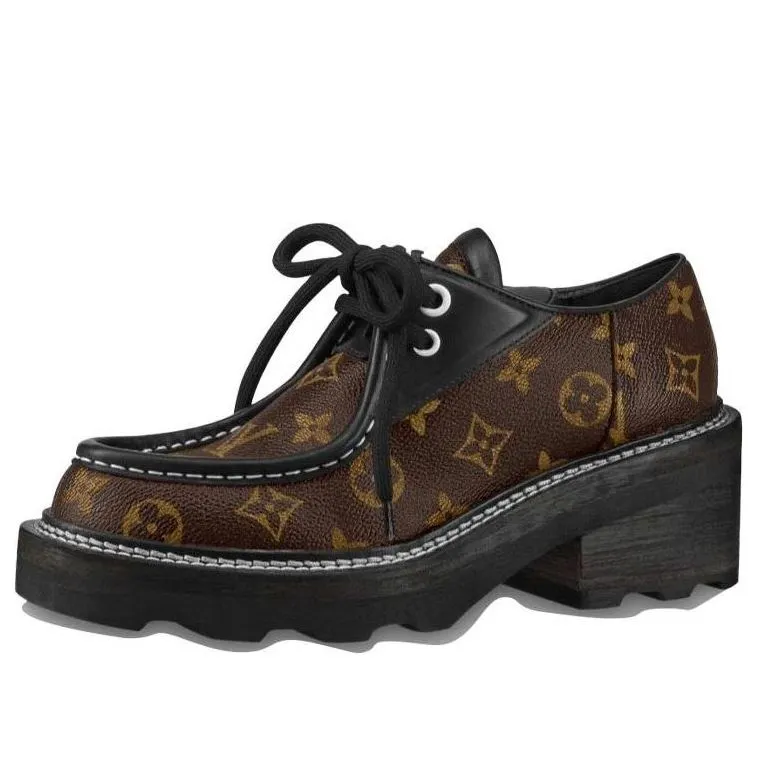 (WMNS) LOUIS VUITTON Beaubourg Platform Derby Shoes 'Brown' 1A5SS0 sold by KicksCrew
