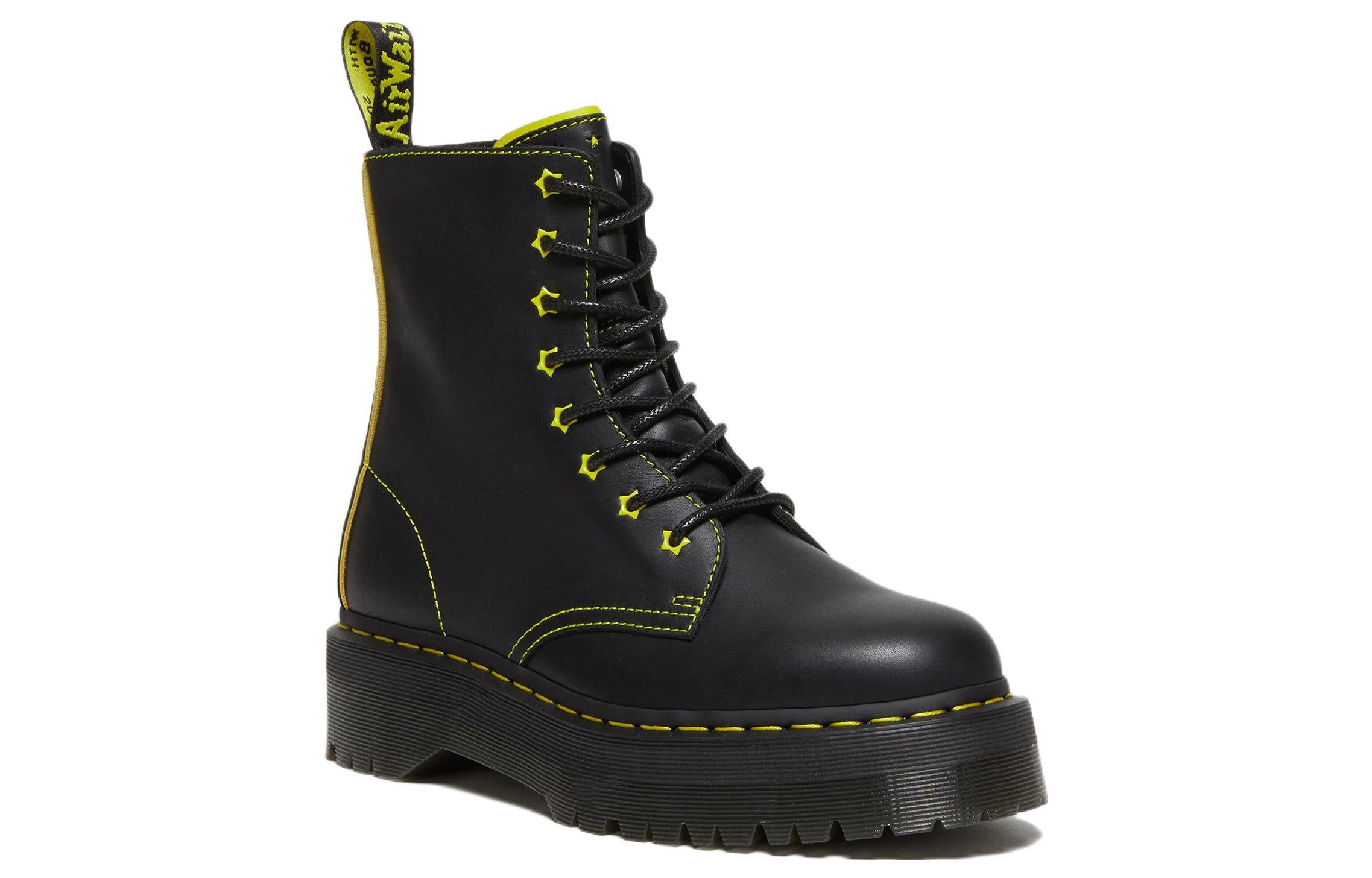 (WMNS) Dr. Martens Jadon II Boot Neon Star Leather Platforms 'Black Yellow' 27617002 sold by KicksCrew product image thumbnail 2