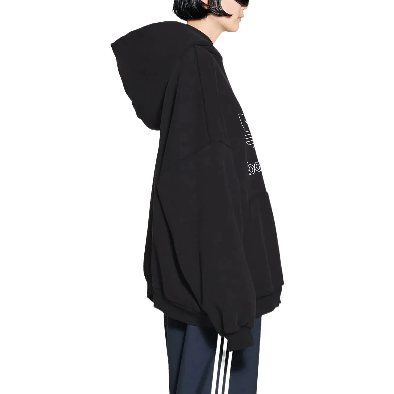 Balenciaga x adidas Logo Oversized Hoodie 'Black White' 712396TNVA91070 sold by KicksCrew product image thumbnail 4