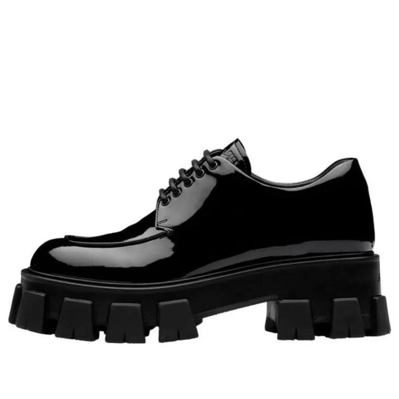 (WMNS) PRADA Monolith Pattern Calf Derby Shoes 'Black' 1E708L_069_F0002_F_A055 sold by KicksCrew