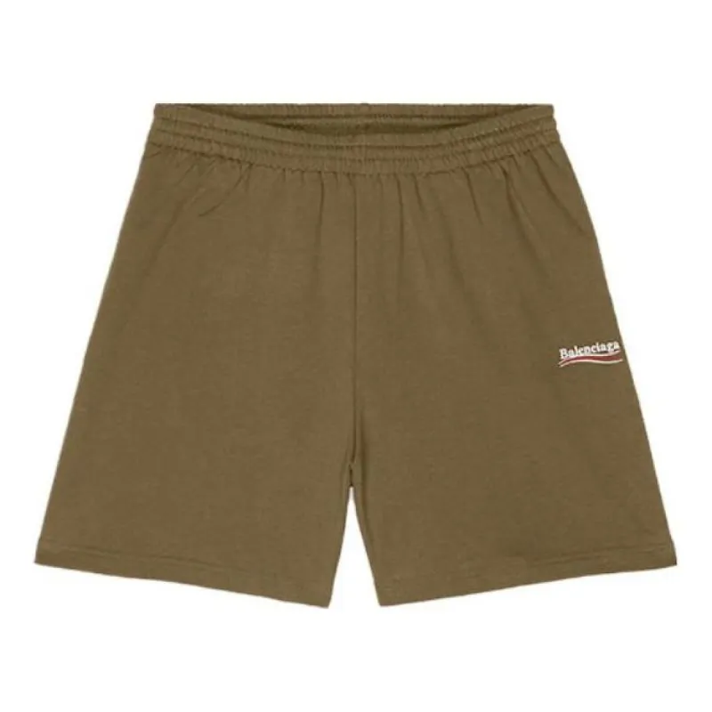 Balenciaga Political Campaign Sweat Shorts 'Khaki' 676137TKVI92463 sold by KicksCrew