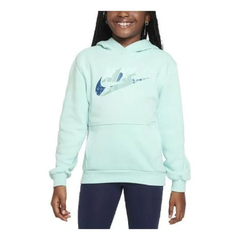 (GS) Nike Sportswear Club Fleece Graphic Hoodie 'Jade Ice' FD3170-346 sold by KicksCrew