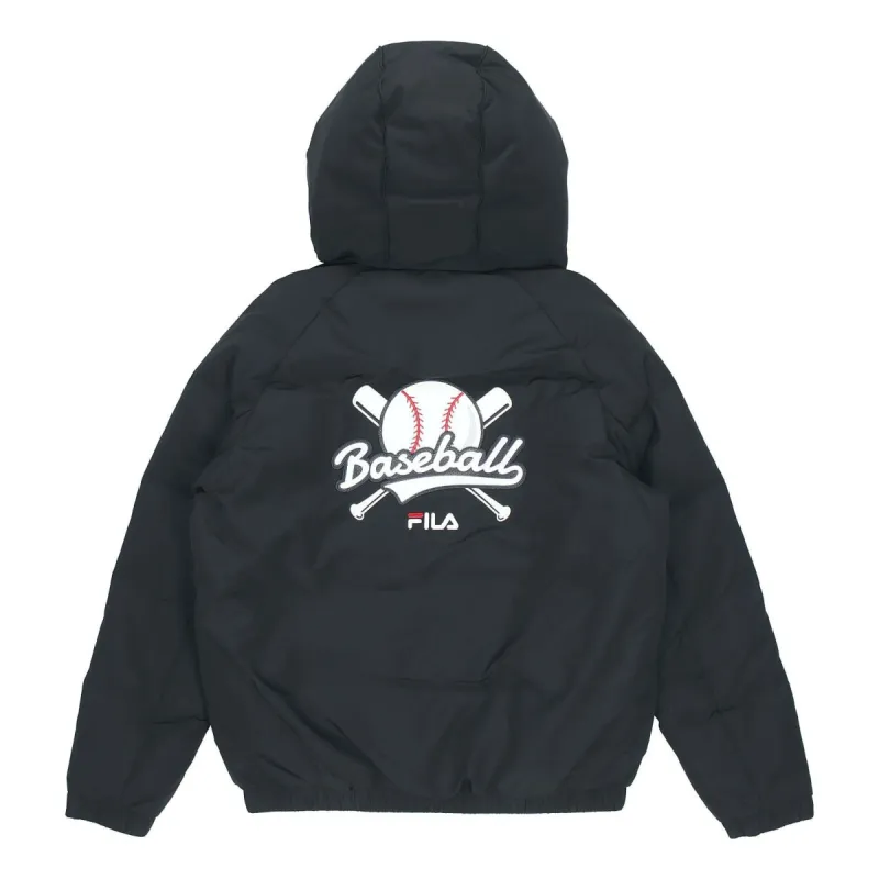 FILA FUSION Logo Print Down Jacket 'Black White' T11M042902F-BK sold by KicksCrew