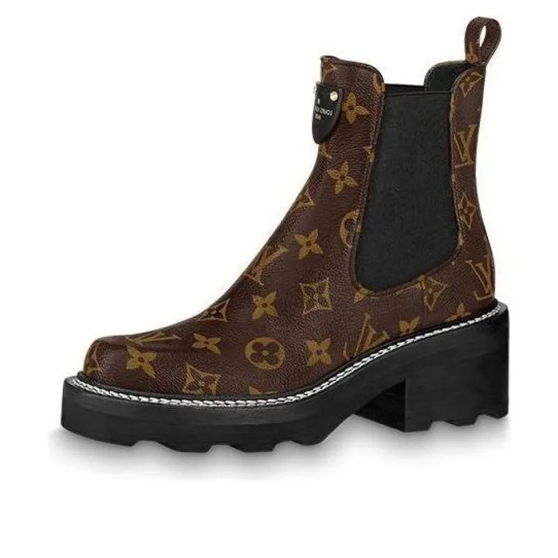 (WMNS) LOUIS VUITTON LV Beaubourg Ankle Boots 'Brown' 1A8QCI sold by KicksCrew