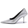(WMNS) Balenciaga Embossed Square Knife Pumps 'Silver' 572879WBB208100 sold by KicksCrew