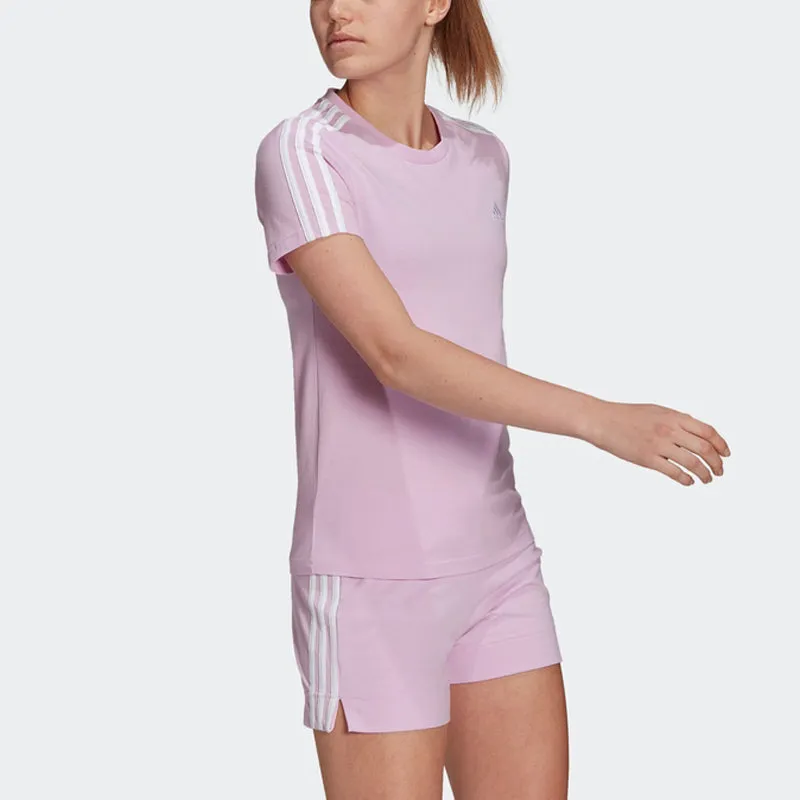 (WMNS) adidas Essentials Slim 3-Stripes T-Shirt Asia Sizing 'Purple White' GL0790 sold by KicksCrew product image thumbnail 3