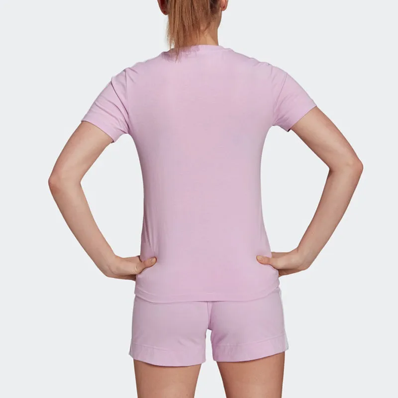 (WMNS) adidas Essentials Slim 3-Stripes T-Shirt Asia Sizing 'Purple White' GL0790 sold by KicksCrew product image thumbnail 2