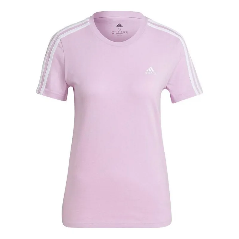 (WMNS) adidas Essentials Slim 3-Stripes T-Shirt Asia Sizing 'Purple White' GL0790 sold by KicksCrew