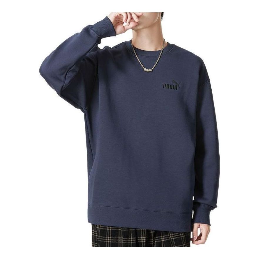 PUMA Small Logo Relaxed Crew Logo Sweater 'Navy' 673605-43 sold by KicksCrew