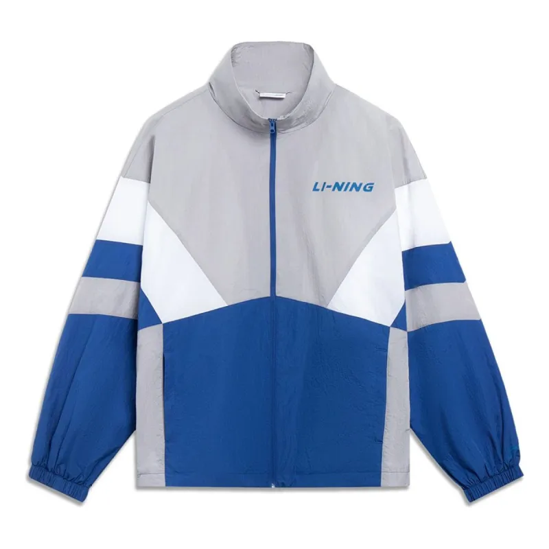 Li-Ning Graphic Color Block Jacket 'Grey Blue White' AJDT503-5 sold by KicksCrew