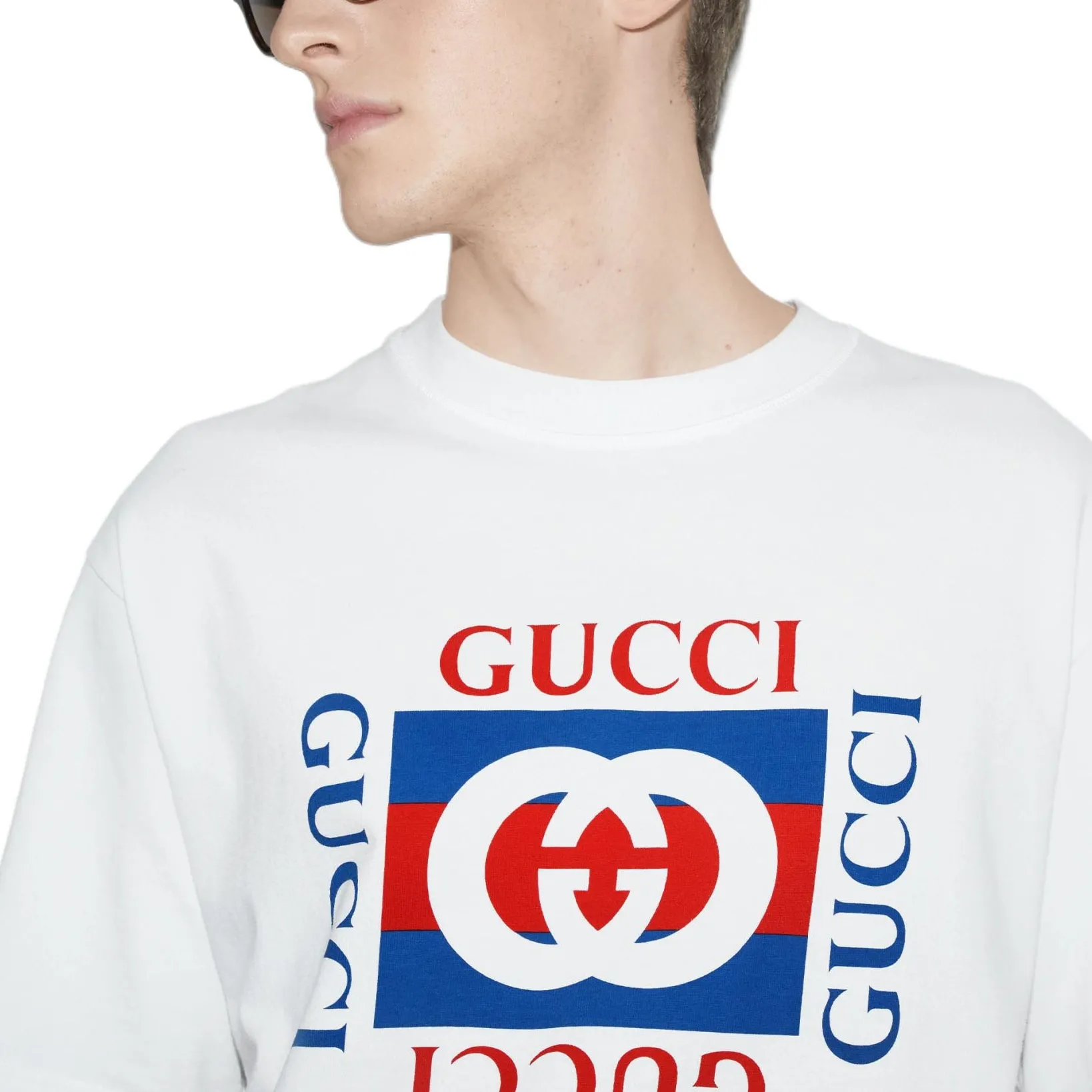 Gucci Cotton Jersey T-Shirt With Gucci Print 'White' 784361-XJGKA-9074 sold by KicksCrew product image thumbnail 5